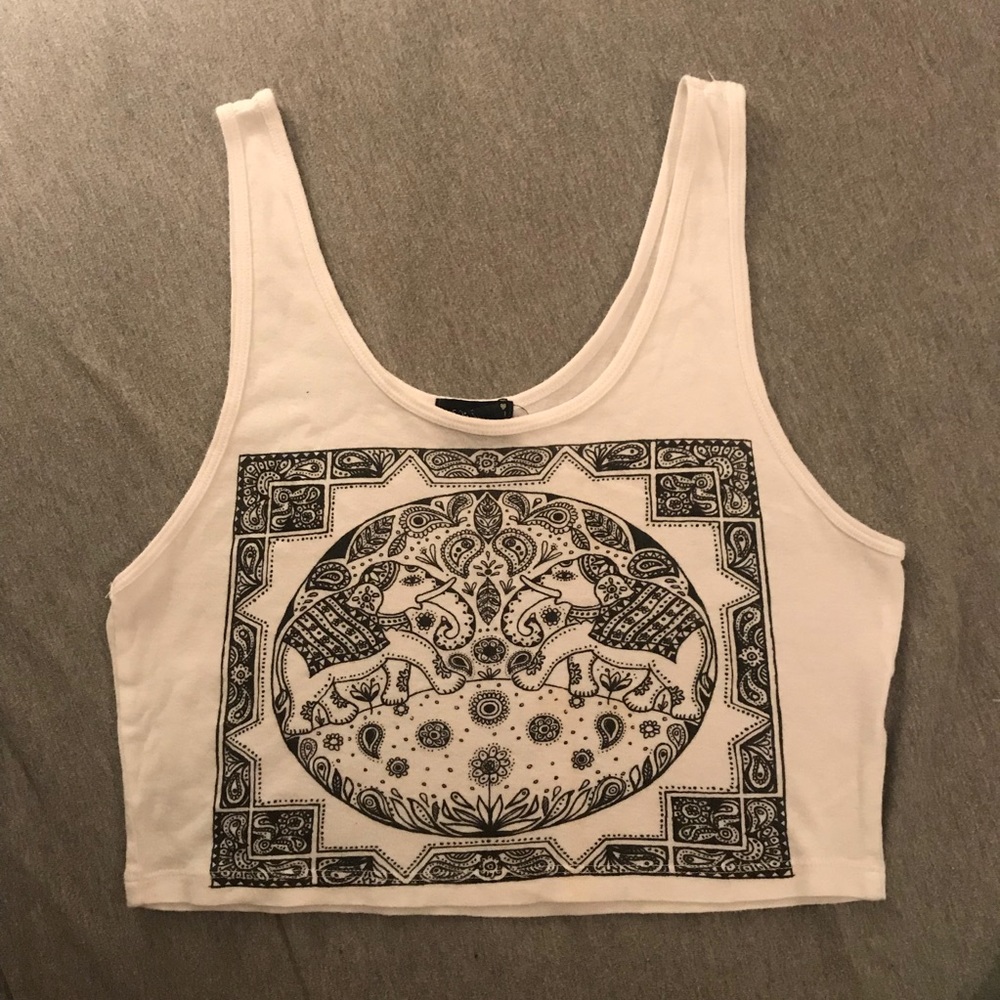 Elephant pattern cropped tank top